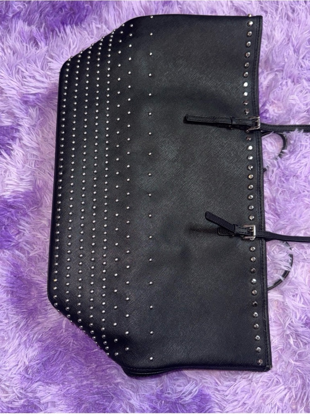 Michael Kors Black Studded Tote with Silver Accents